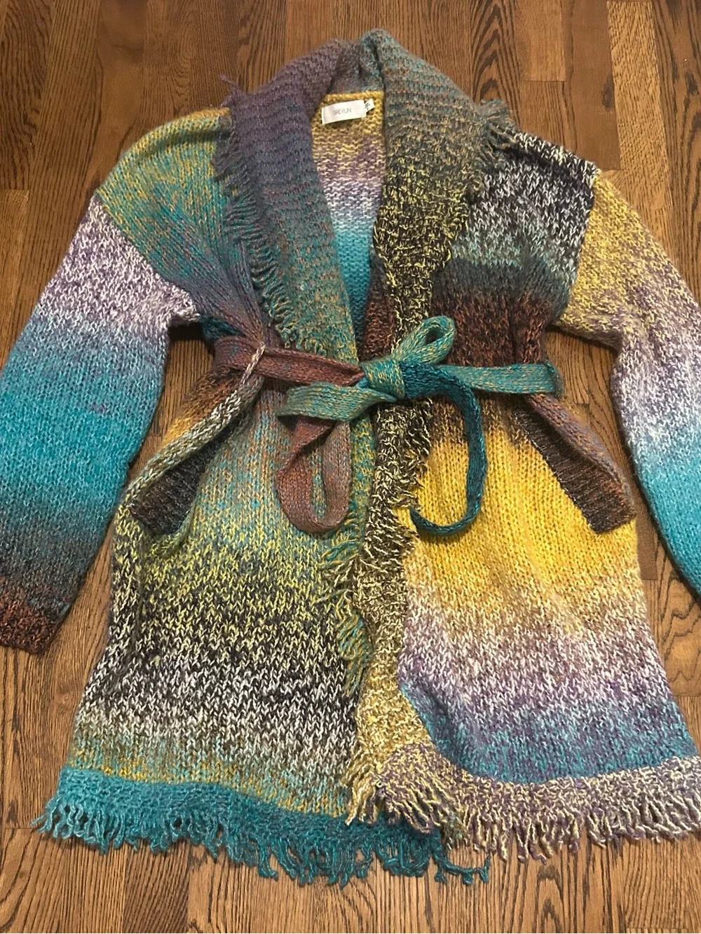 Anthropologie Pastel Multicolor Open-Front Knit Cardigan Graylin - Picture 4 of 10